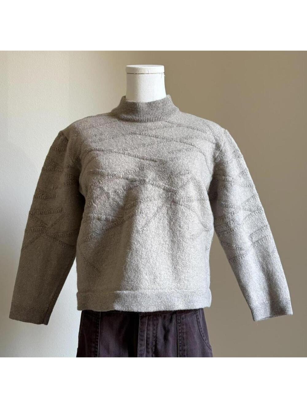 italian boxy sweater with baby turtle neck in oatmeal